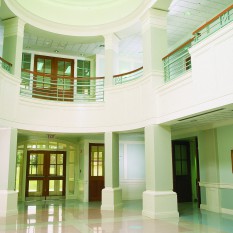 two-story atrium and lobby area