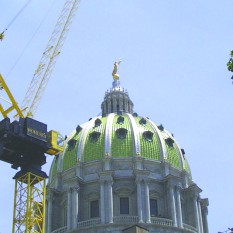 capitol dome restoration with crane