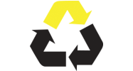 green building icon depicting the universal symbol for recycling