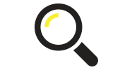post construction icon depicting a magnifying glass to signify attention to detail